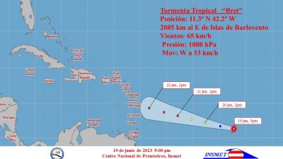 Tormenta tropical Bret avanza hacia el Caribe